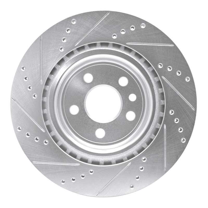 Jaguar XE Brake Rotor (1) - Rear Right - R1 Concepts - Drilled & Slotted - Silver - `17-`20